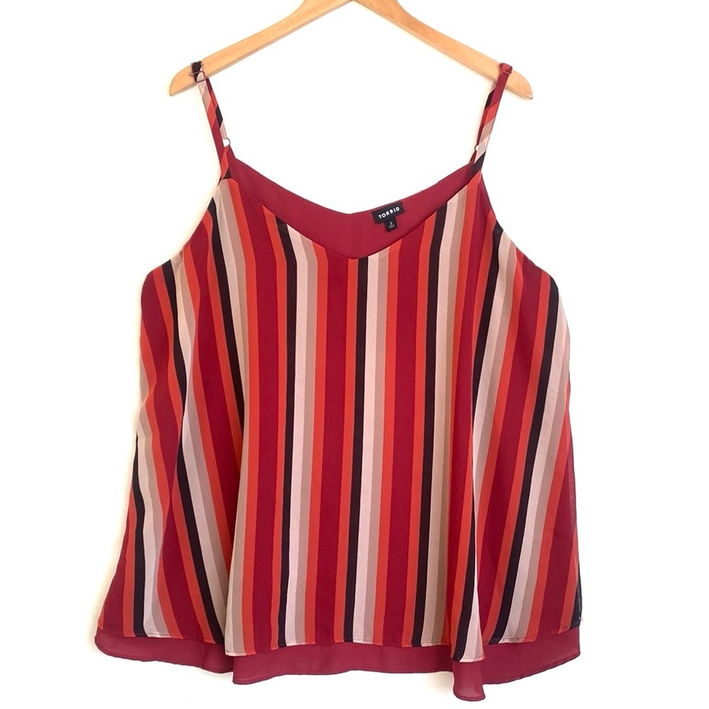 (A12) Torrid stripped spaghetti strapped Blouse with sleeves, Size 2X